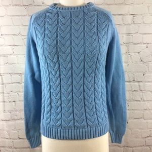 Women’s Lands End Drifter Blue Cable Knit Long Sleeve Pullover Sweater -Size XSP